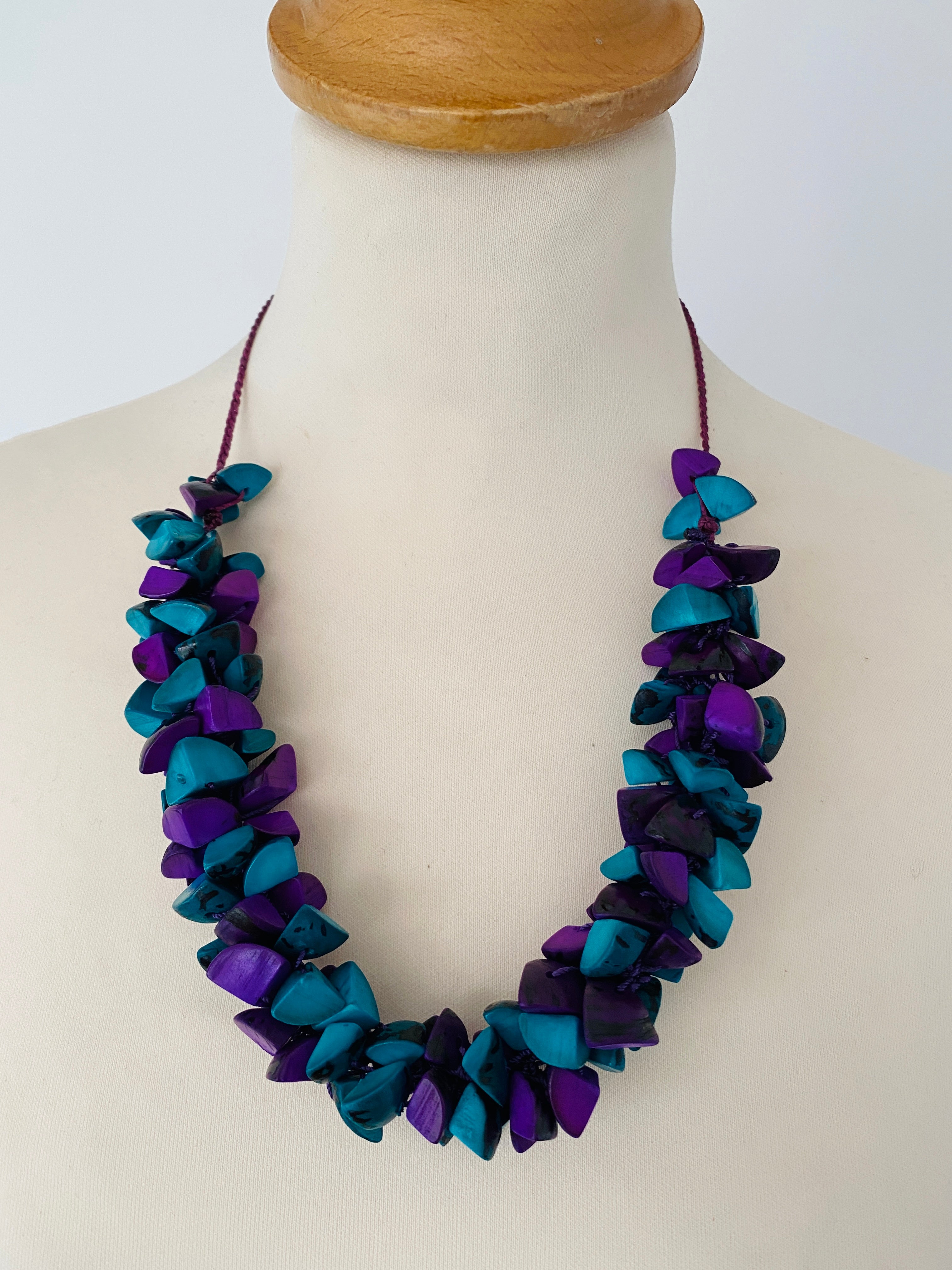 Purple and Turquoise Trocitos Necklace Set